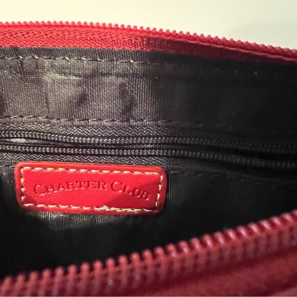 Charter Club Clutch purse.  Zipper closure. 1 inside zipper pouch. Cranberry - Picture 3 of 12